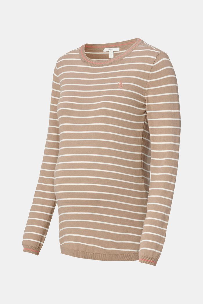 Striped jumper made of 100% organic cotton, LIGHT TAUPE, detail image number 4