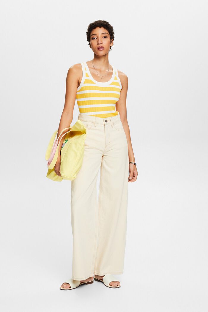 Striped Ribbed Tank Top, SUNFLOWER YELLOW, detail image number 4