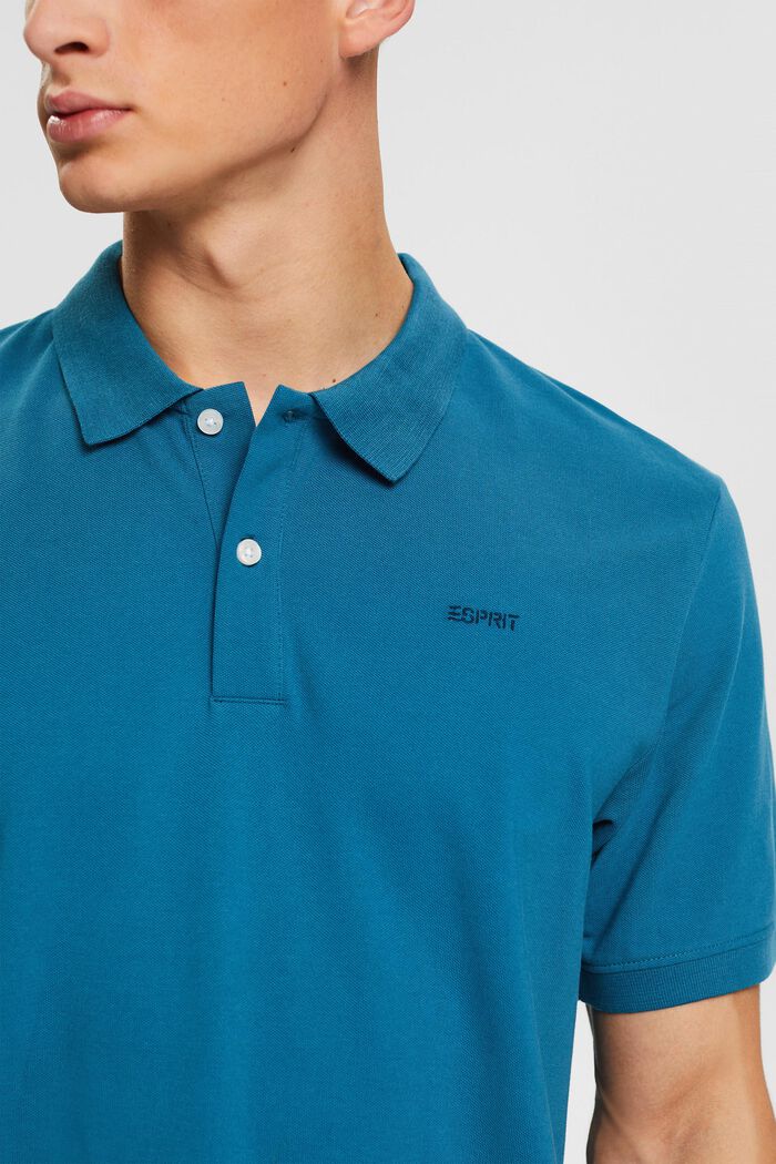 Cotton piqué polo shirt, PETROL BLUE, detail image number 0