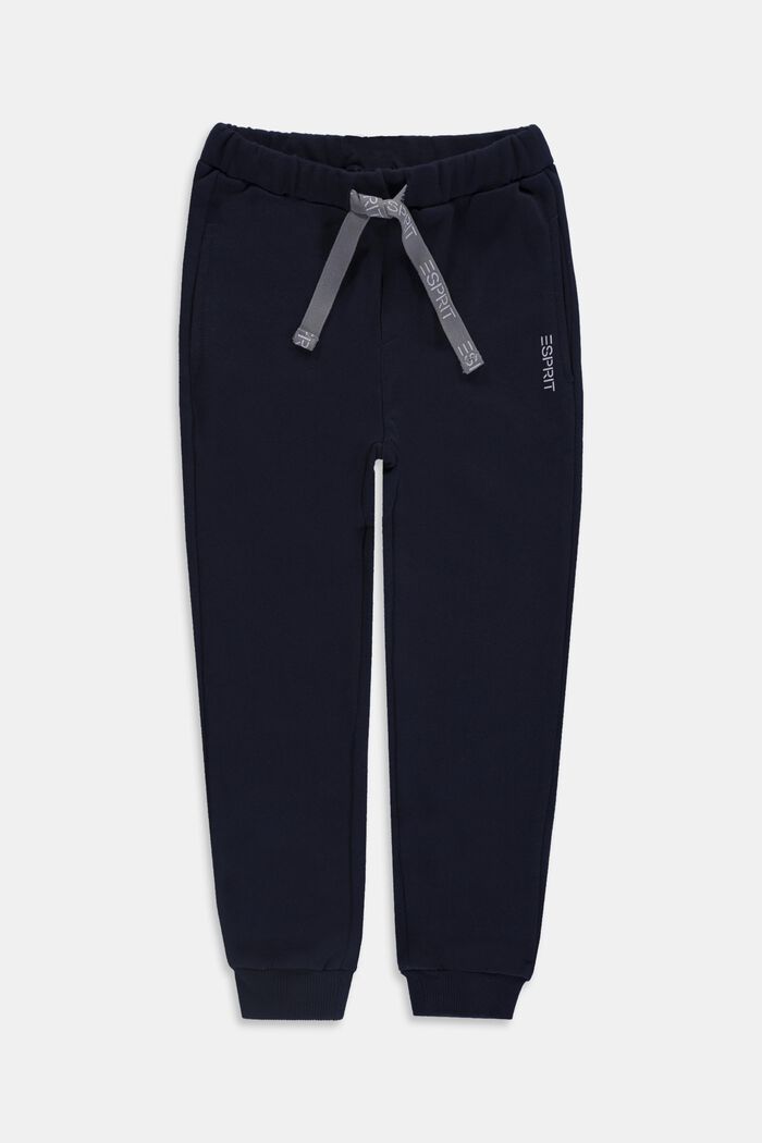 Tracksuit bottoms in 100% cotton, NAVY, overview
