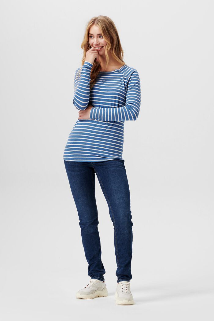 Striped long-sleeved top, organic cotton, MODERN BLUE, detail image number 1