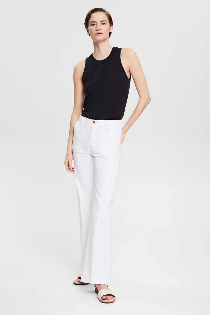 Flared trousers with patch pockets, WHITE, detail image number 6