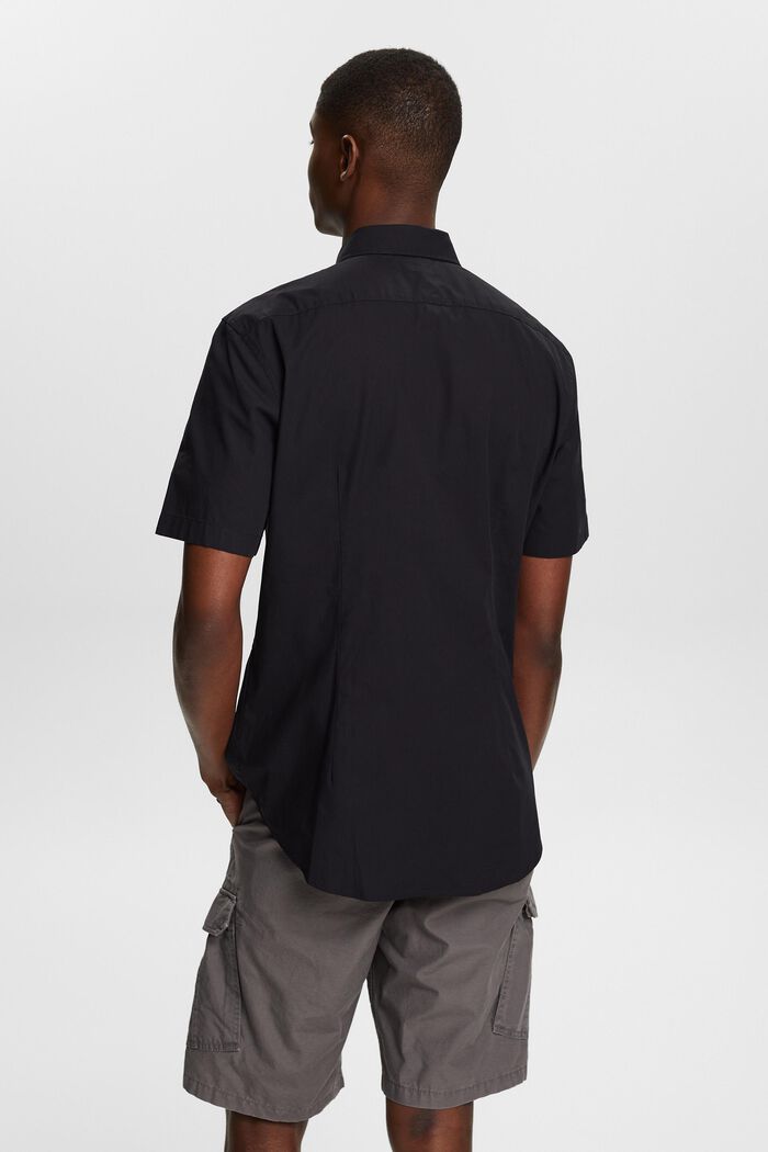 Cotton Poplin Short-Sleeve Shirt, BLACK, detail image number 2