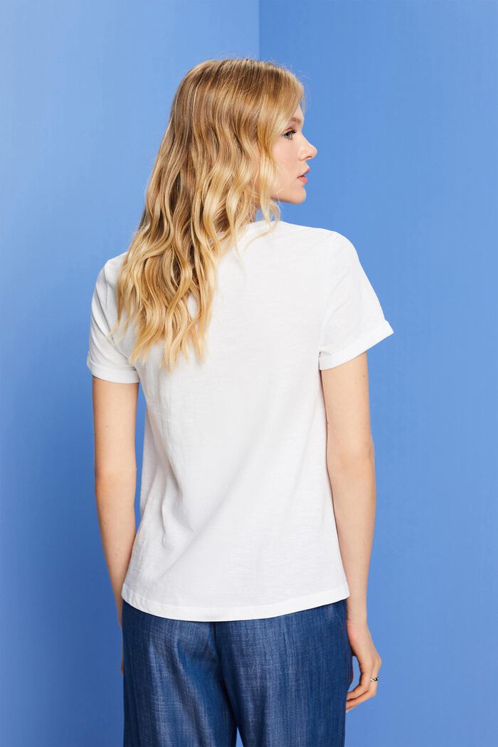 Basic crewneck t-shirt, 100% cotton, WHITE, detail image number 3
