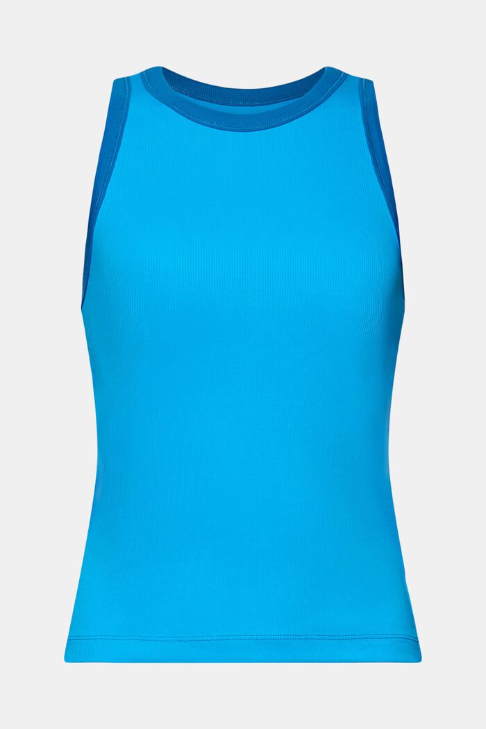 Ribbed jersey tank top, stretch cotton, BLUE, detail image number 6