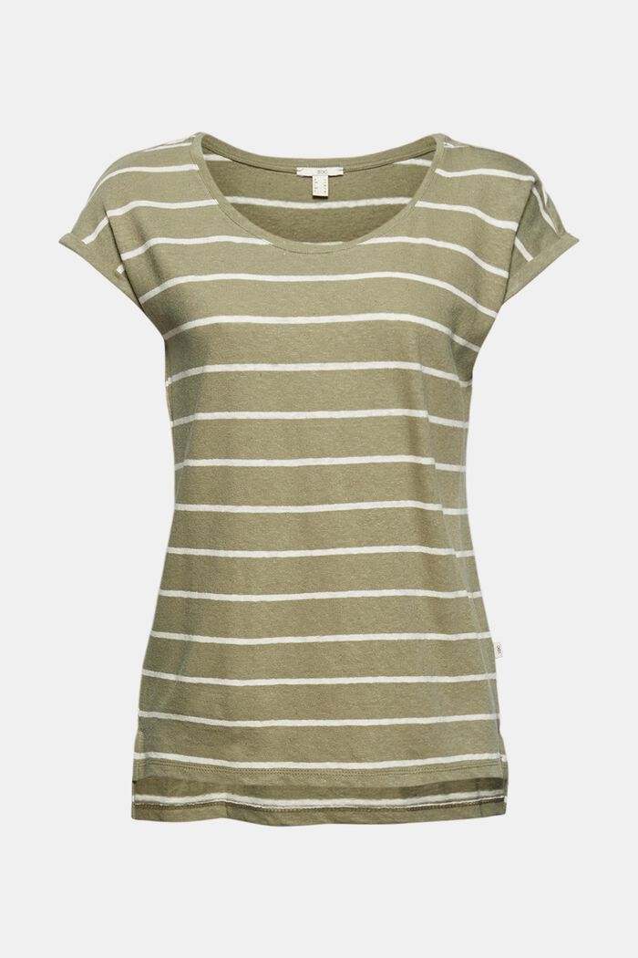 Linen blend: T-shirt with stripes