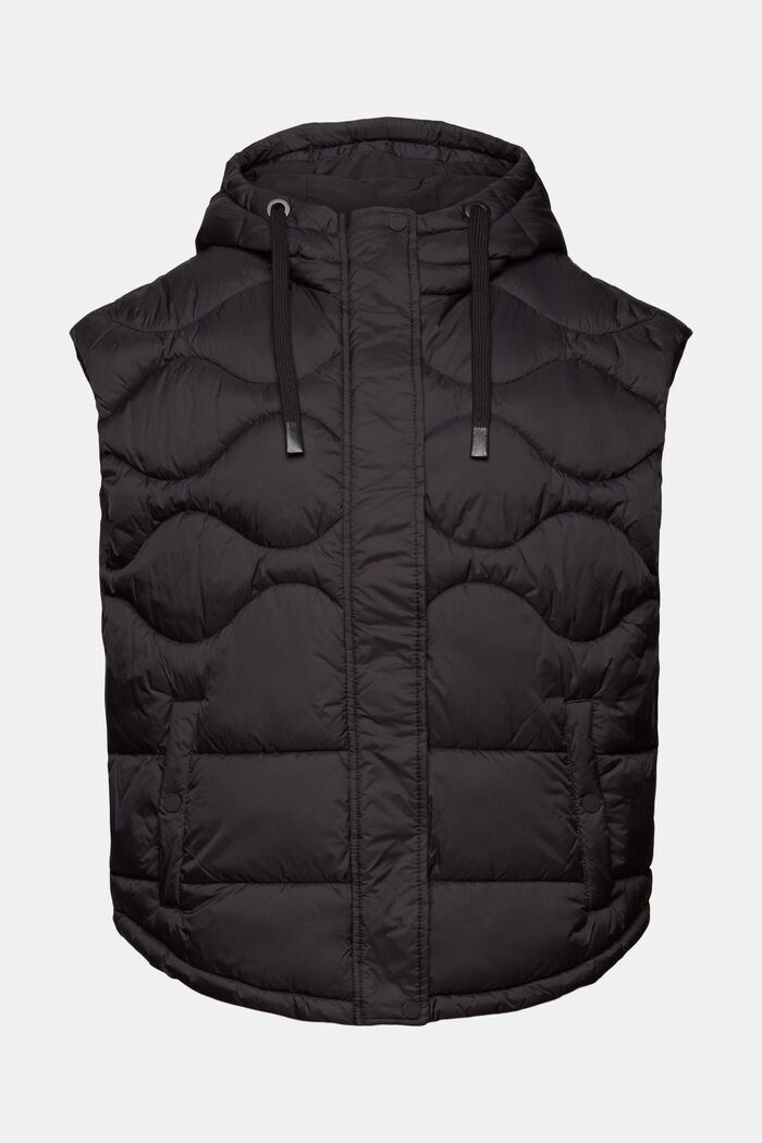 Recycled: quilted waistcoat with a hood, BLACK, detail image number 6