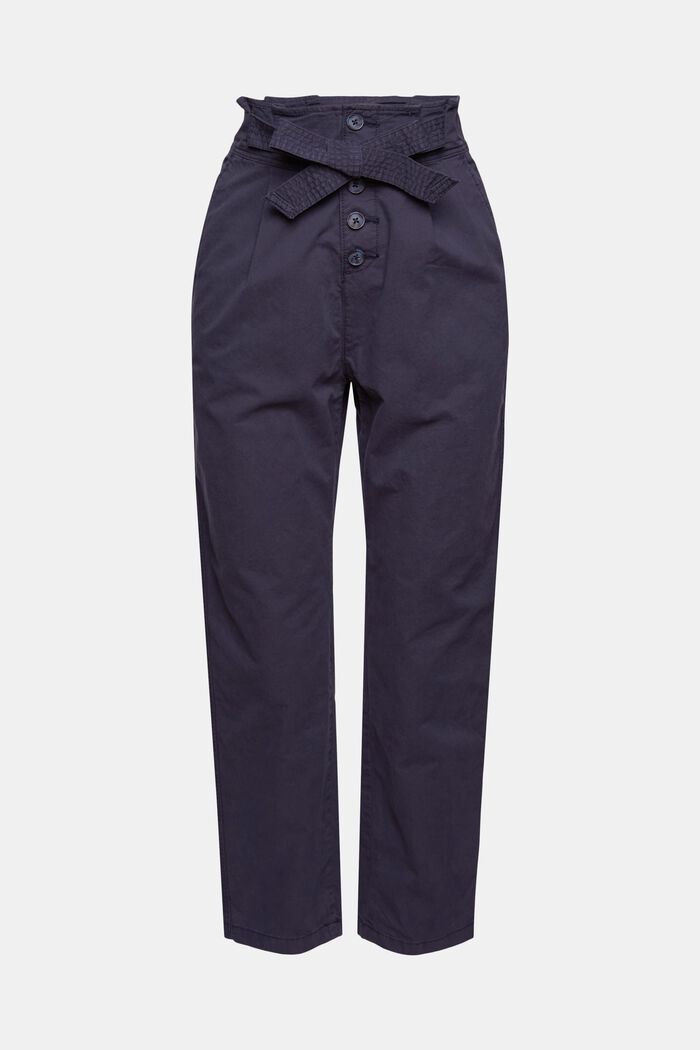 Chinos with a visible button placket
