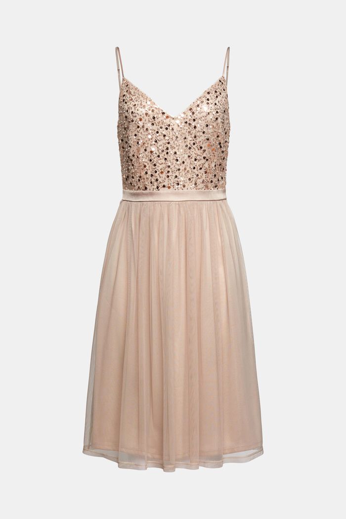Tulle dress with sequins, LIGHT TAUPE, detail image number 6