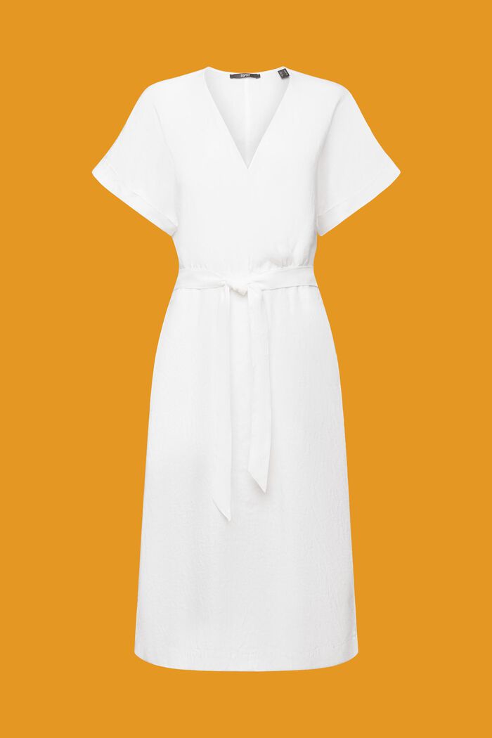 Wrap dress, 100% linen, WHITE, detail image number 6