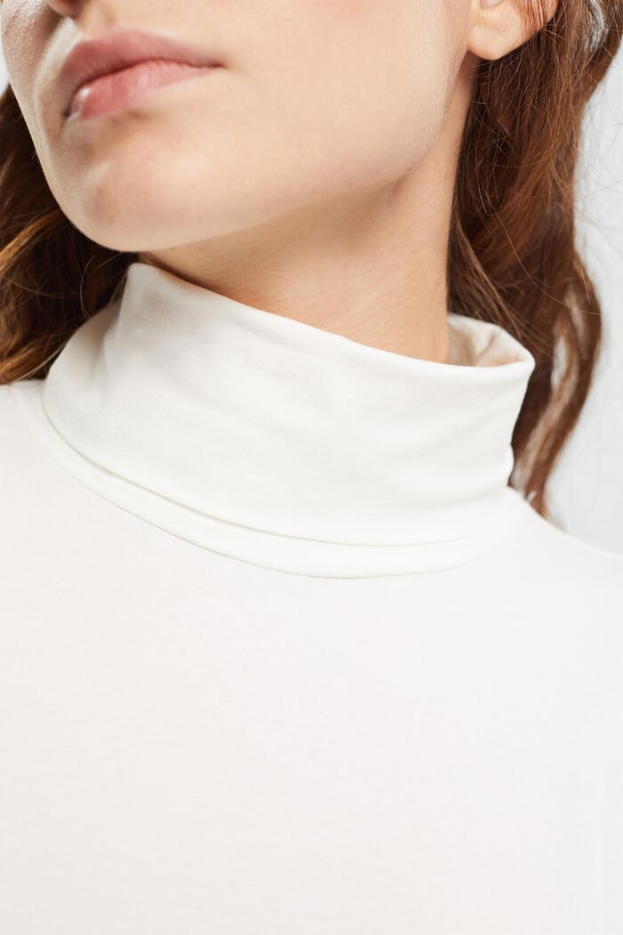 Roll Neck Long Sleeve Top, OFF WHITE, detail image number 0