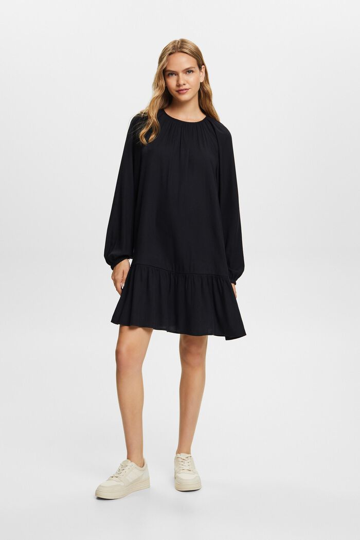Flounced dress, cotton blend, BLACK, detail image number 5