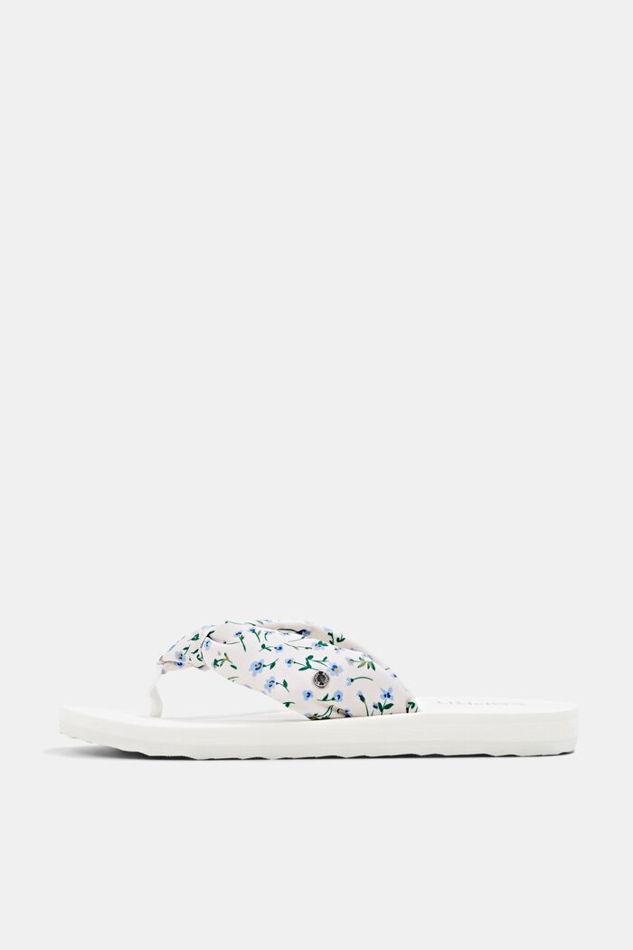 Thong sandals with a floral pattern, OFF WHITE, detail image number 0