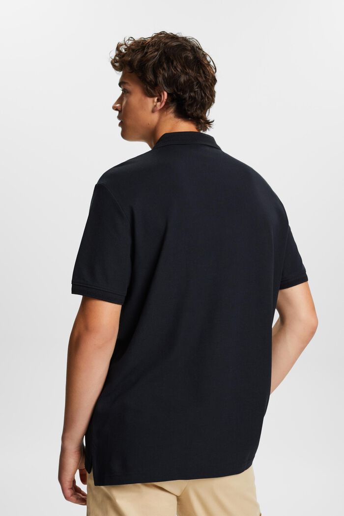 Cotton Pique Polo Shirt, BLACK, detail image number 3