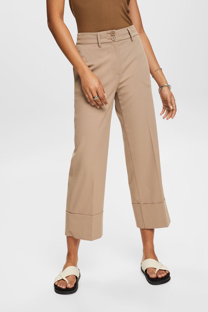 Cropped twill trousers, TAUPE, detail image number 0