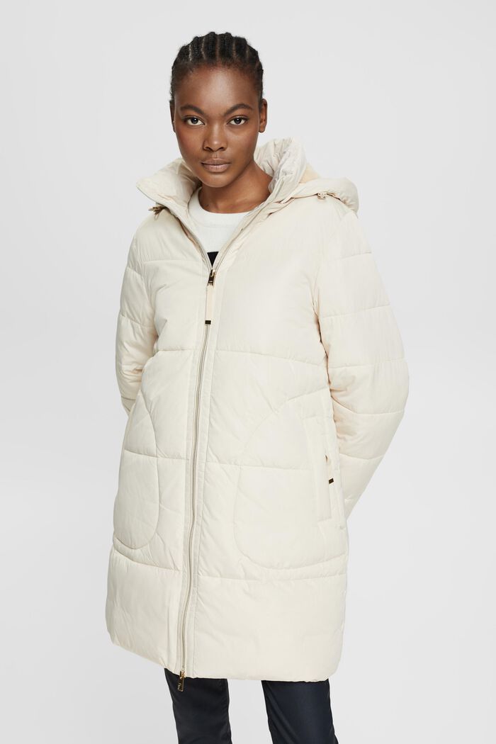 Recycled: quilted coat with detachable hood, ICE, detail image number 0