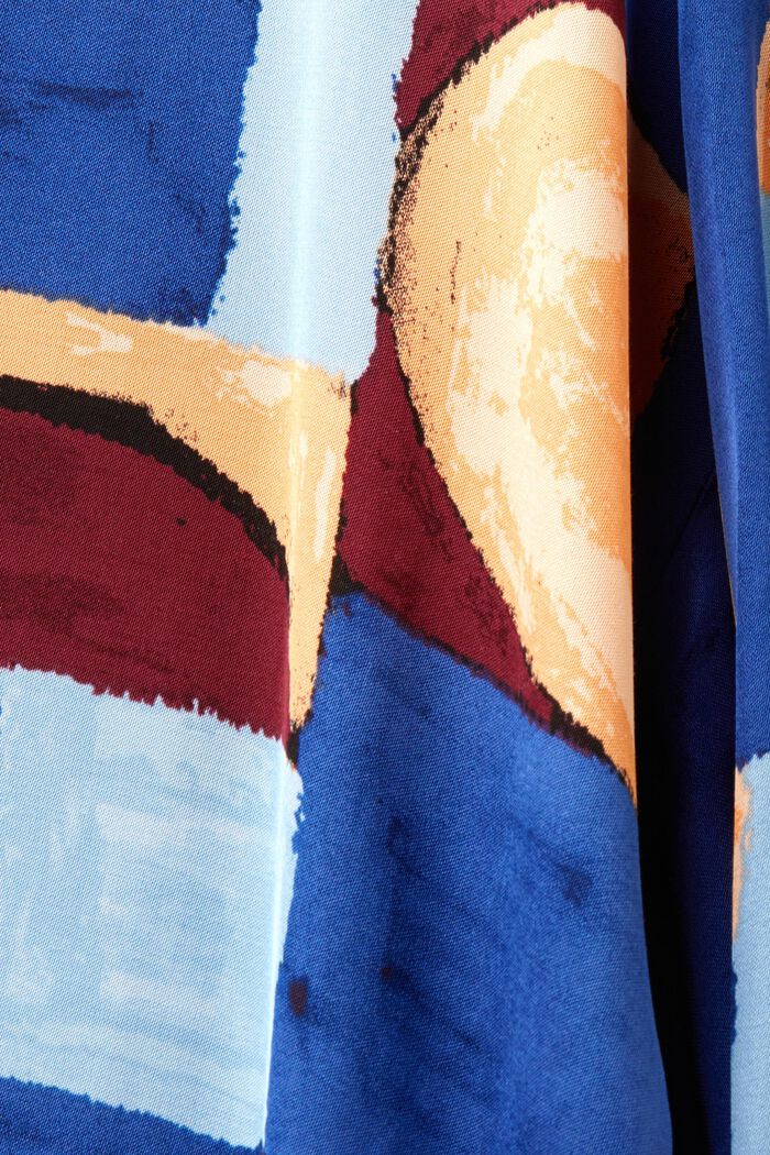 Print Satin Shirt Dress, BLUE, detail image number 5