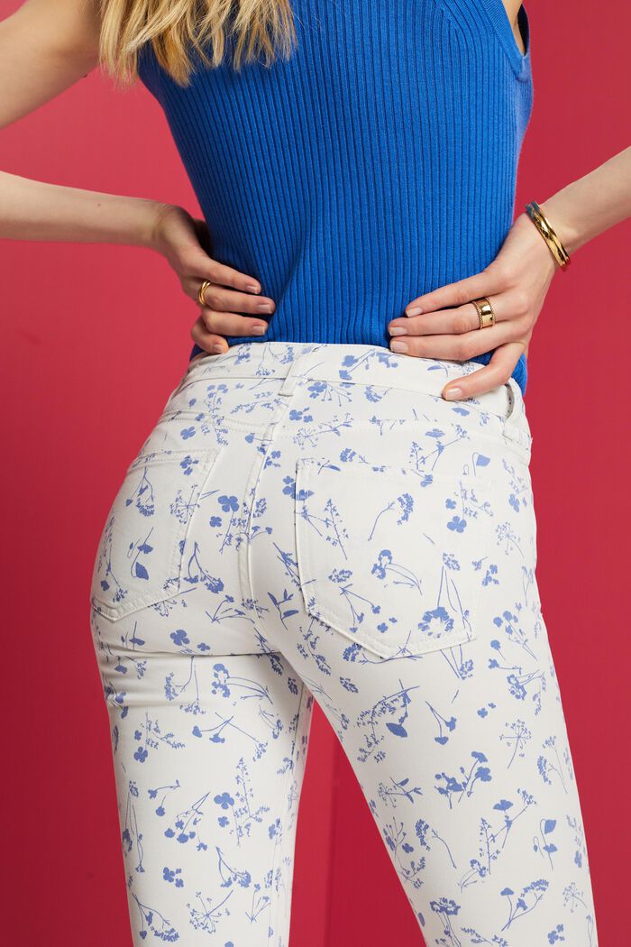 Printed Cropped Slim Pants, NAVY, detail image number 4