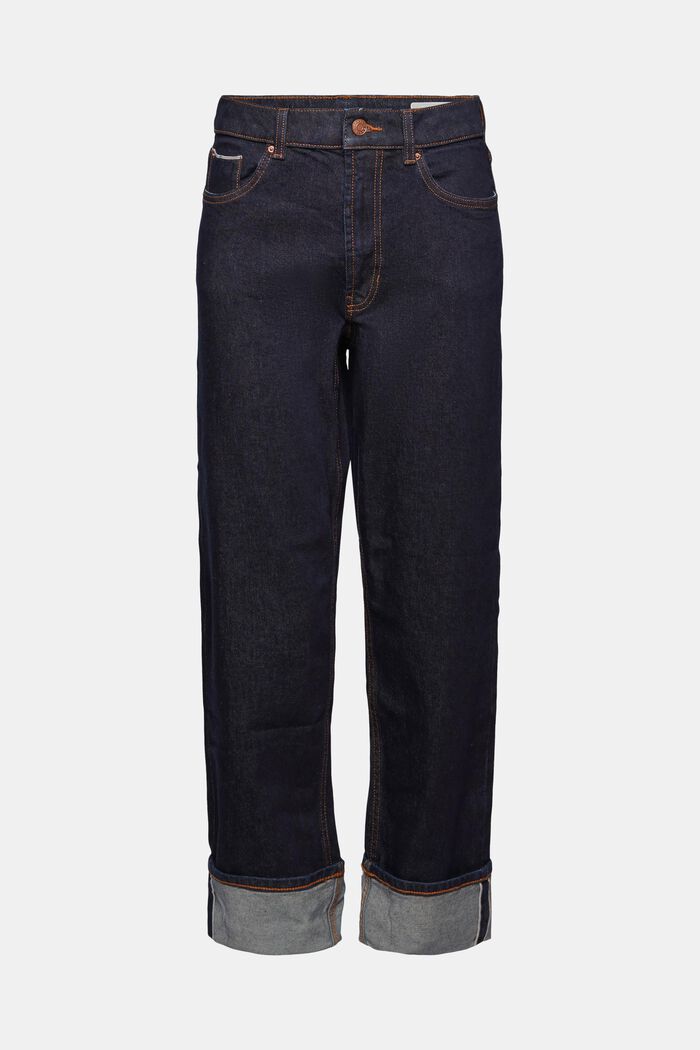 Wide leg selvedge jeans in organic cotton, BLUE RINSE, detail image number 7
