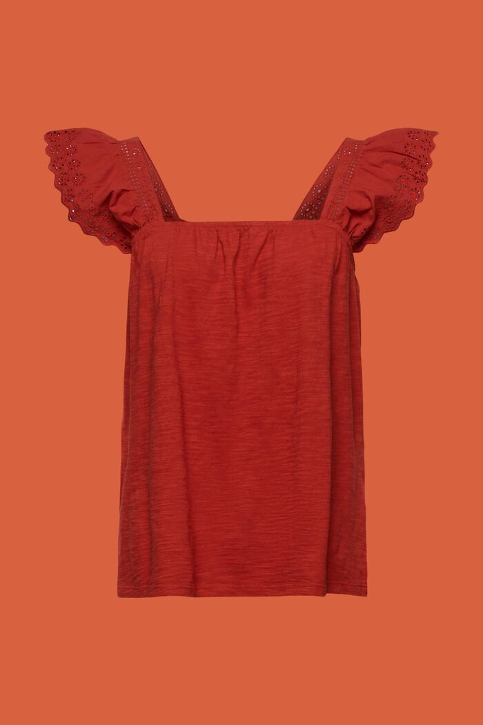 Jersey t-shirt with embroidered sleeves, TERRACOTTA, detail image number 5