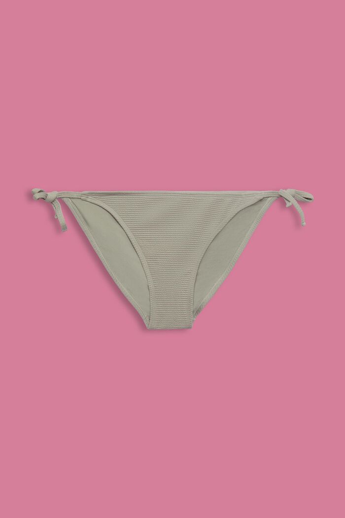 Textured Side Tie Bikini Bottoms, KHAKI GREEN, detail image number 4