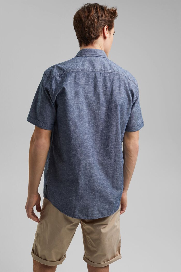 Linen/organic cotton: short-sleeved shirt, NAVY, detail image number 3
