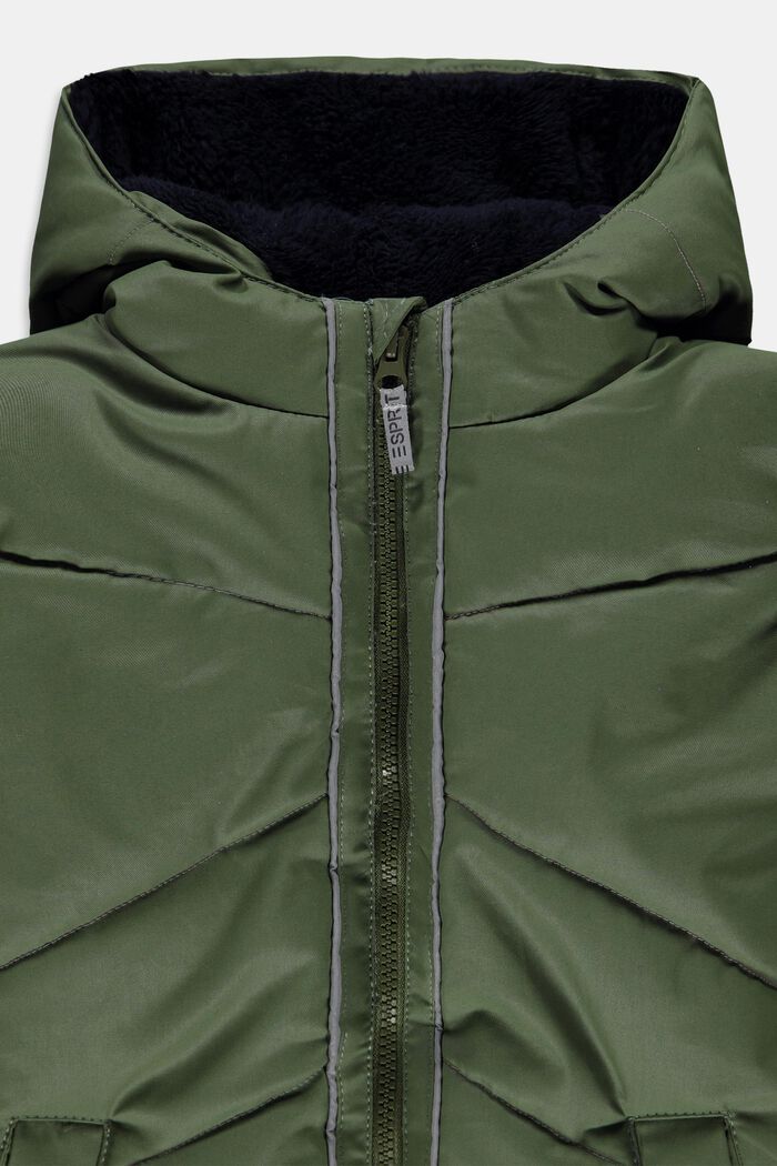 Coated quilted jacket with teddy fur lining and DuPont™ Sorona®, DARK KHAKI, detail image number 2
