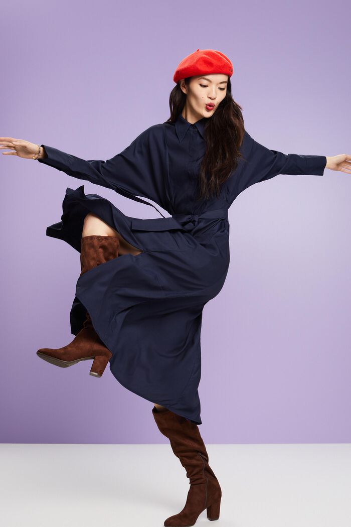 Midi Shirt Dress, LENZING™ ECOVERO™, NAVY, detail image number 4