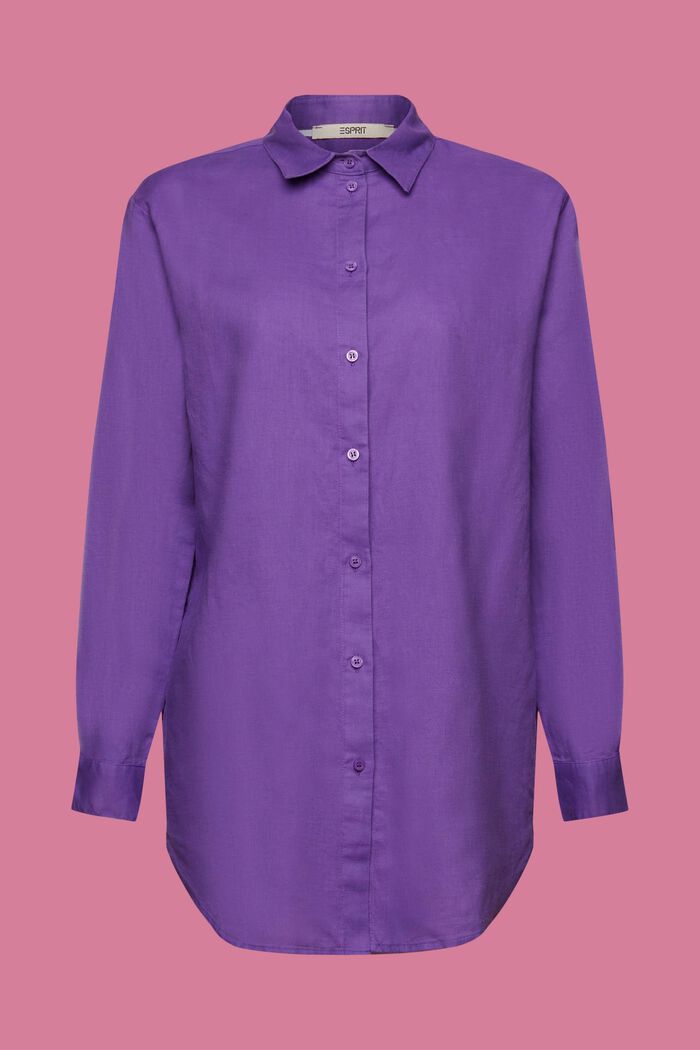 Linen-Cotton Blend Shirt, PURPLE, detail image number 5