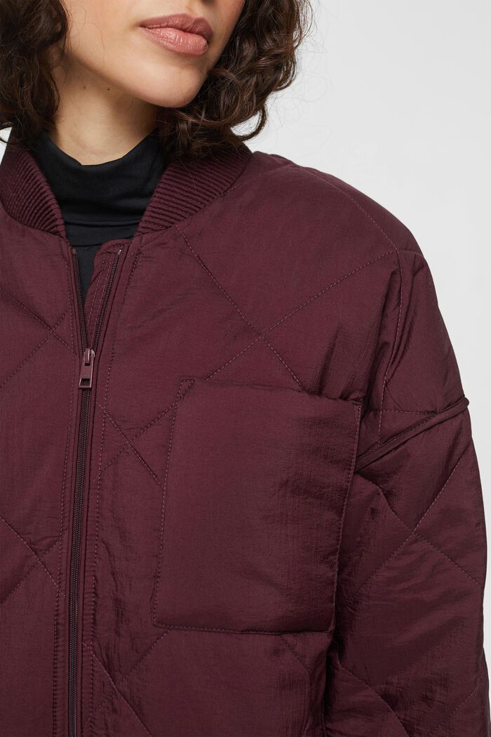 Quilted coat, BORDEAUX RED, detail image number 2