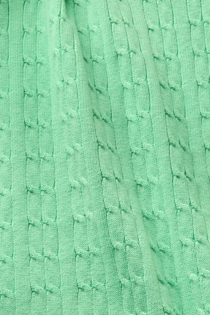 Cable-Knit Polo Shirt, LIGHT GREEN, detail image number 4
