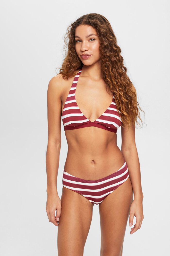 Striped hipster bikini bottoms, DARK RED, detail image number 0