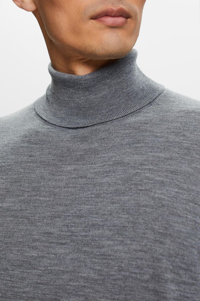 Merino Wool Turtleneck Sweater, GREY, detail image number 2