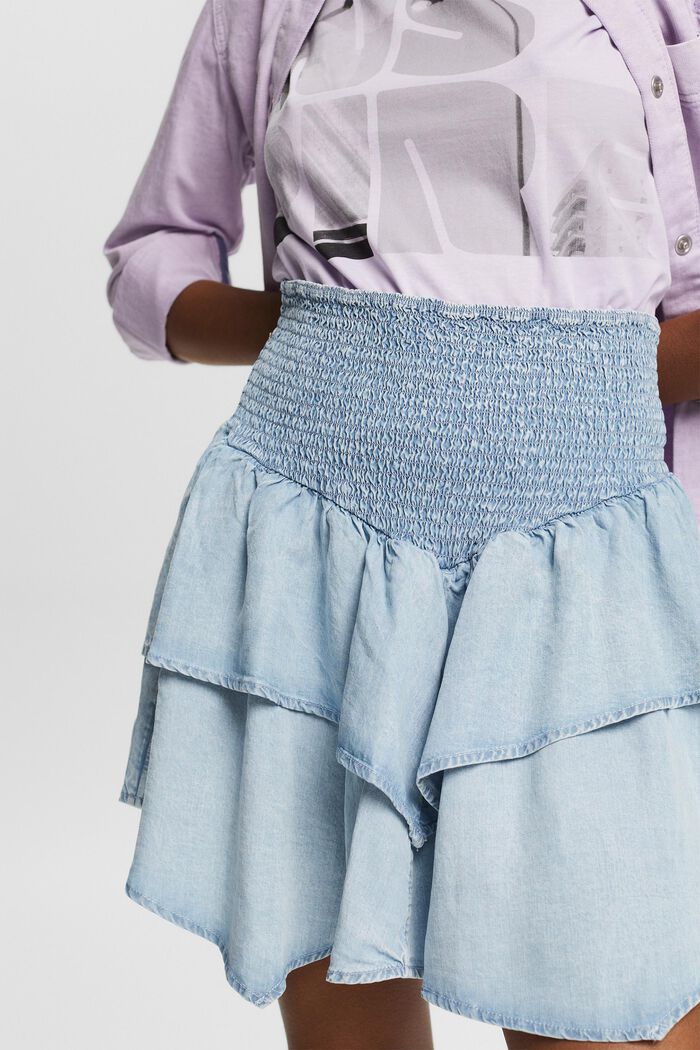 Made of TENCEL™: denim-effect mini skirt, BLUE BLEACHED, detail image number 2
