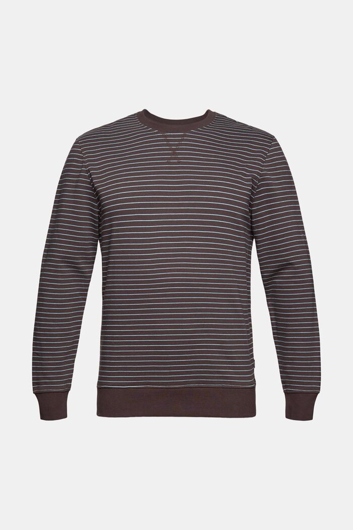 Striped sweatshirt made of cotton, BROWN, overview