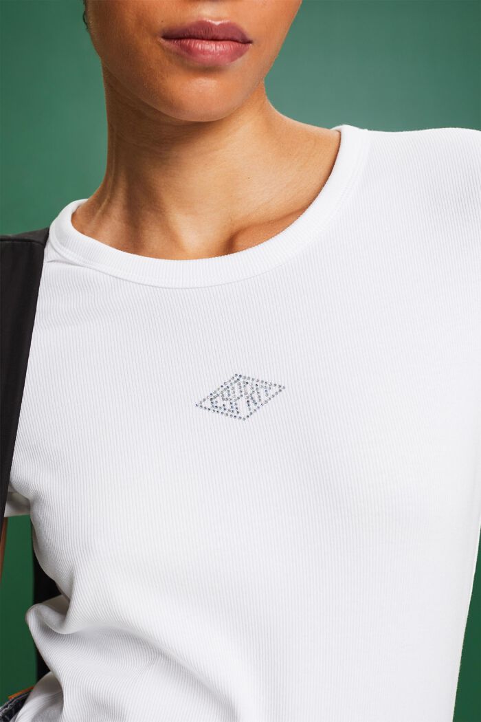 Rhinestone Logo T-Shirt, WHITE, detail image number 3