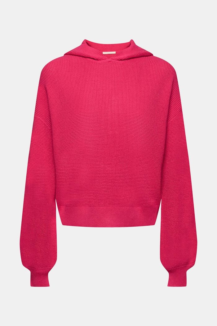 Knitted hoodie, PINK FUCHSIA, detail image number 5