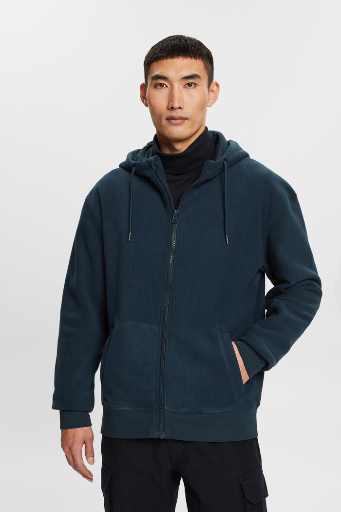 Hooded Fleece Sweatshirt, PETROL BLUE, detail image number 0