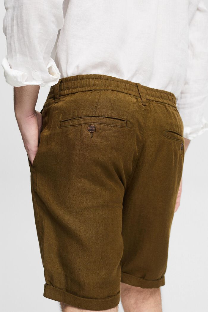 100% linen shorts, DARK KHAKI, detail image number 5