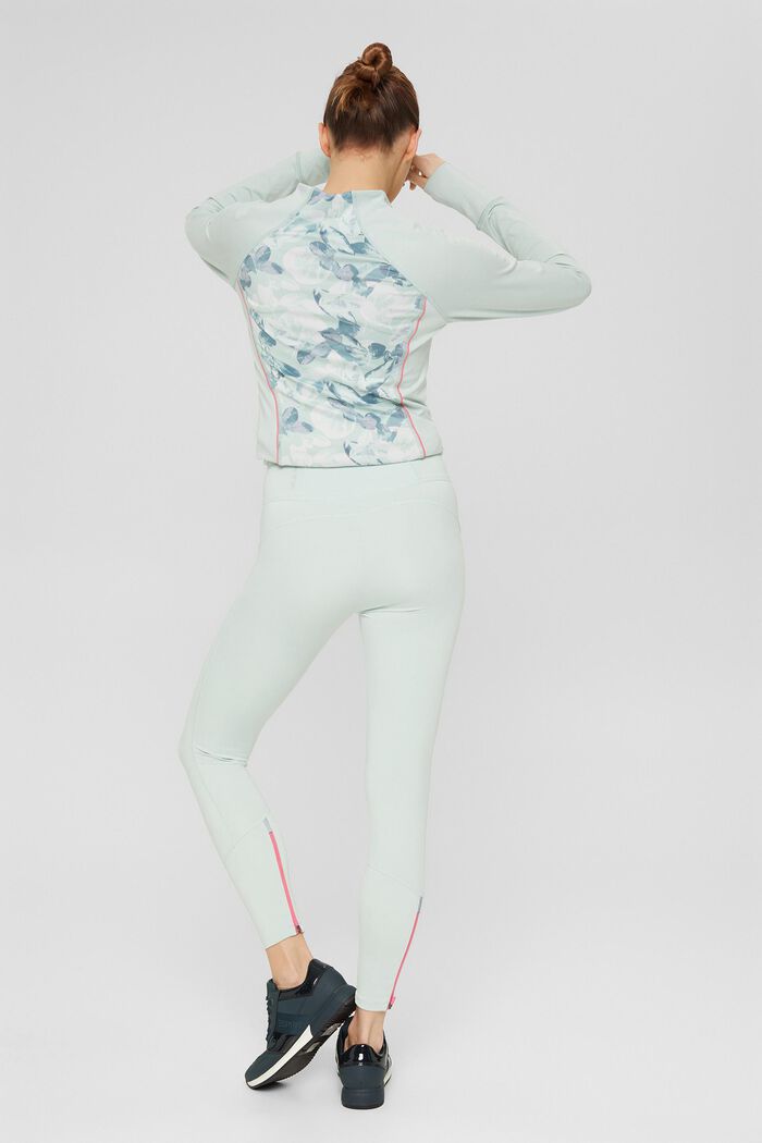 Made of recycled material: stretch leggings with E-DRY technology, PASTEL GREEN, detail image number 3
