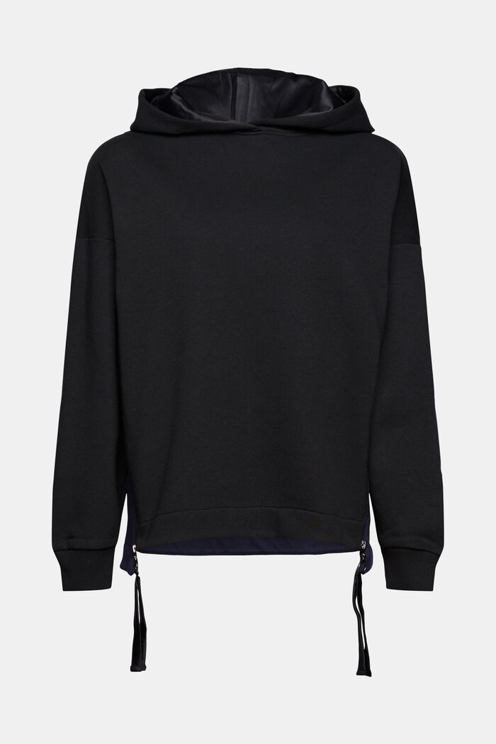 Two-tone hoodie with zip details, BLACK, detail image number 6