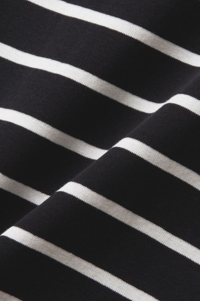Striped Round Neck Cotton Top, BLACK, detail image number 5