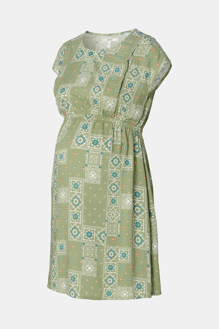 Print dress with nursing function, REAL OLIVE, detail image number 6