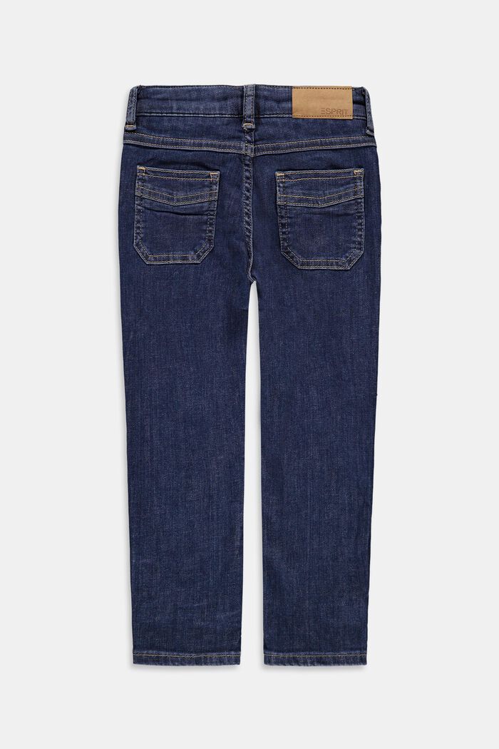 Jeans with patch pockets, adjustable waistband, BLUE DARK WASHED, detail image number 1