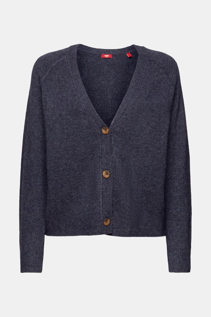 Buttoned V-neck cardigan, wool blend, NAVY, detail image number 5