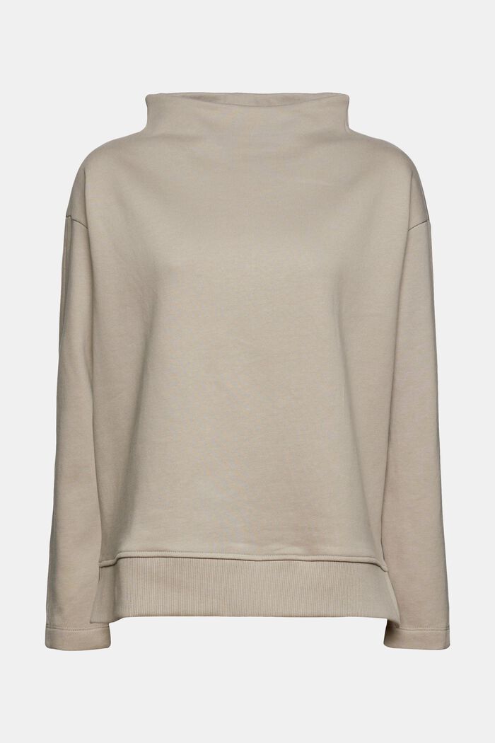 100% cotton sweatshirt with a stand-up collar, LIGHT TAUPE, overview