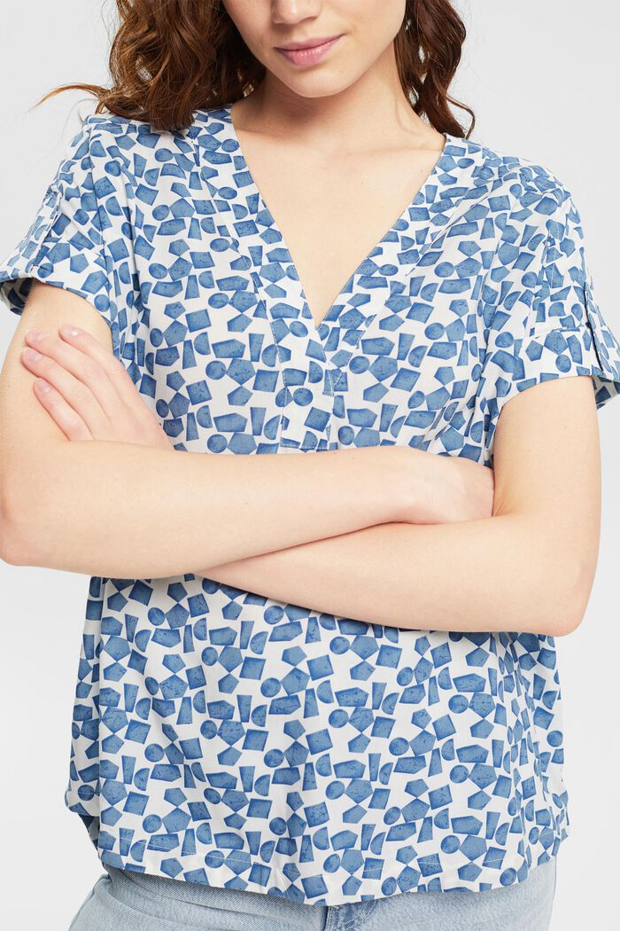 Patterned blouse, LENZING™ ECOVERO™, PASTEL BLUE, detail image number 0