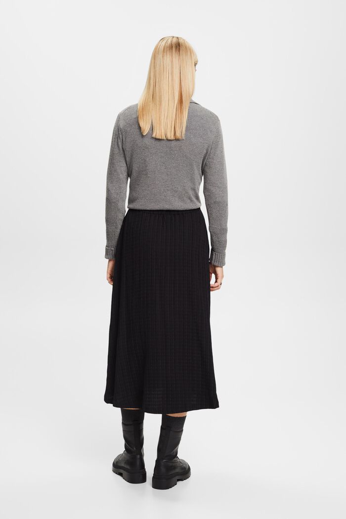 Crinkled Midi Skirt, BLACK, detail image number 4