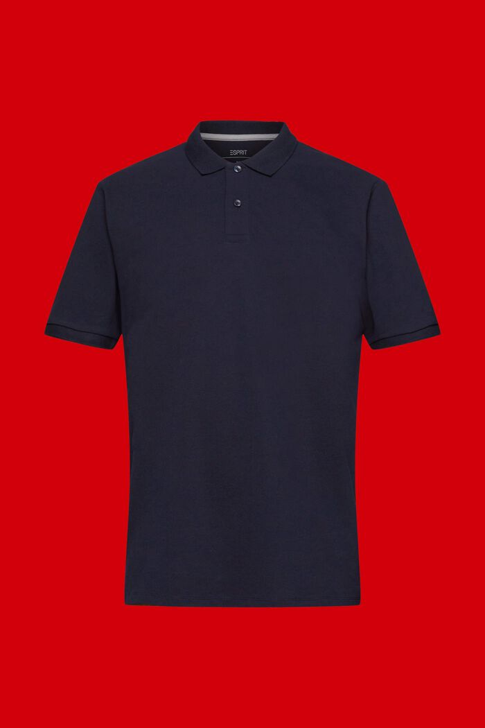Slim fit cotton pique polo shirt, NAVY, detail image number 6