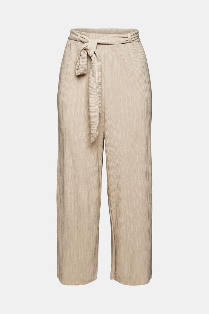 Wide-leg trousers with a crinkle finish, LIGHT TAUPE, detail image number 7
